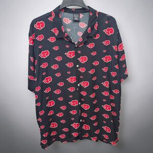 Naruto Shippuden Akatsuki Cloud  Shirt Mens 2XL Black Red Anime Streetwear